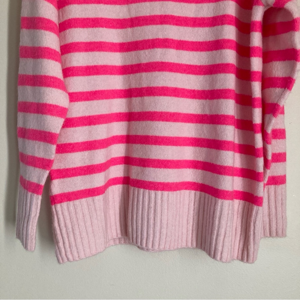 LOFT Pink & Hot Pink Striped Turtleneck Sweater - Picture 3 of 12